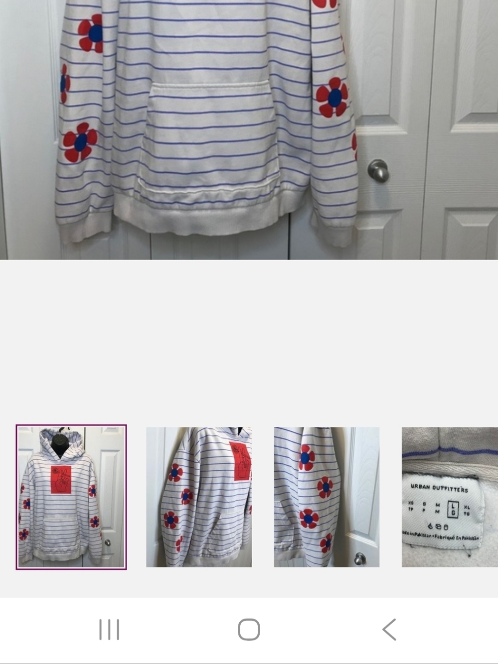 Urban Outfitters Striped Flower Power Peace Hoodie - Picture 3 of 3